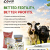 VITAVIX veterinary feed powder containing Vitamin A 700000 IU, Vitamin D3 70000 IU, Vitamin E 250 mg, Calcium 25.0%, Phosphorus 12.75%, Zinc 9600 mg, Magnesium 6000 mg, Iron 1500 mg, Copper 1200 mg, Cobalt 150 mg, Iodine 325 mg, Nicotinamide 1000 mg, Sulphur 0.72%, Potassium 100 mg and Sodium 5.9 mg along with VITAVIX PLUS chocolate flavour microgranulated veterinary feed supplement containing multi minerals, vitamins and chelated formulation for growth, immunity, digestion and overall livestock health by Zovix Pharmaceuticals, veterinary pharmaceutical company in India, veterinary pharma manufacturer India, veterinary medicine manufacturer, veterinary pharmaceutical exporter India, animal healthcare products India, veterinary injection manufacturer India, veterinary bolus manufacturer India, animal feed supplement manufacturer India, veterinary pharma franchise India, third party veterinary manufacturing India, veterinary antibiotic injection manufacturer, livestock medicine supplier India, veterinary pharma distributor India, WHO GMP veterinary pharmaceutical company India, ISO certified veterinary pharma company India, veterinary medicines for cattle India, animal health product exporter India, veterinary pharma company Panchkula, veterinary pharma company Haryana