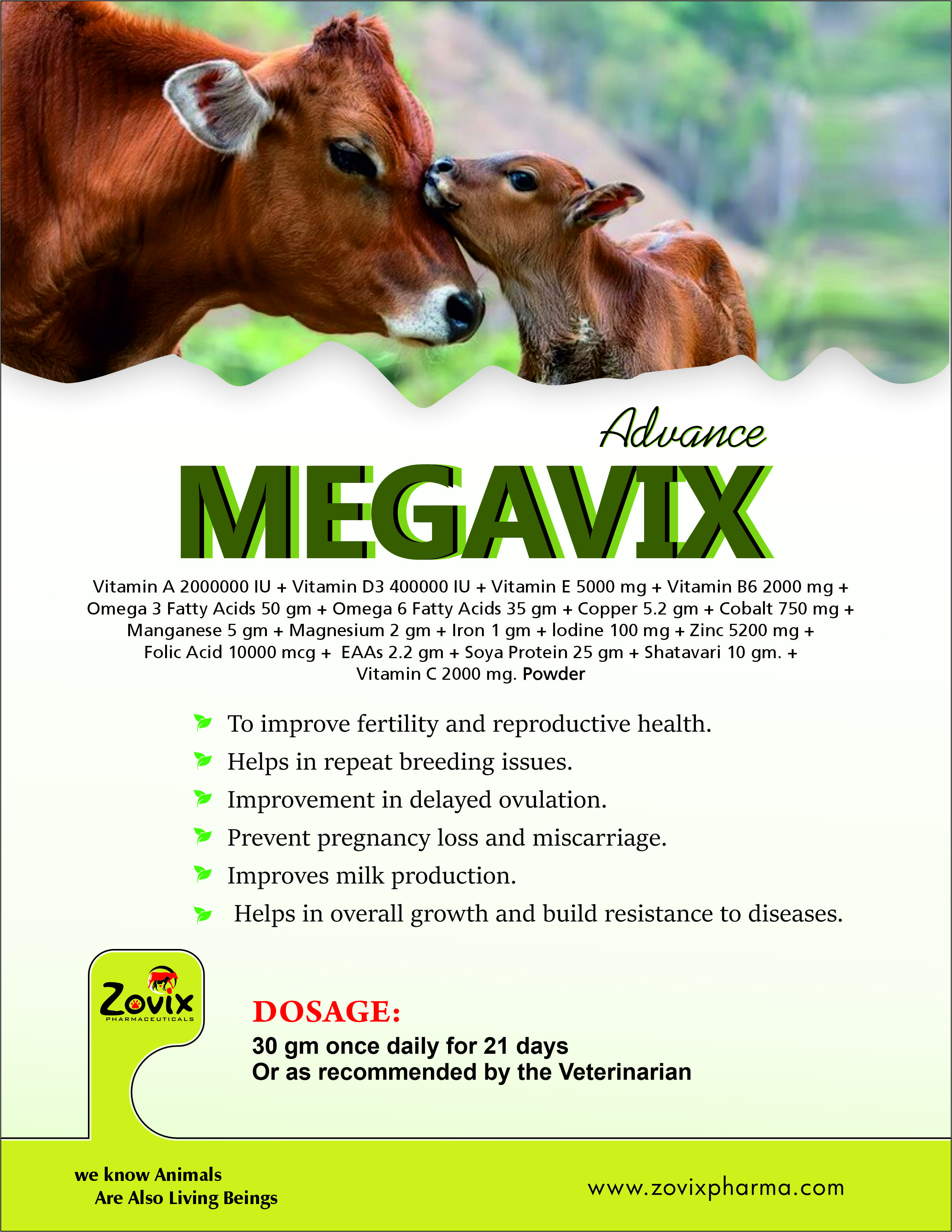 feed supplement for reproductive growth in animals, zovix pharmaceuticals, veterinary pcd company, feed products for reproductive health, animal support, zovix, veterinary medicine in panchkula, veterinary product for immunity