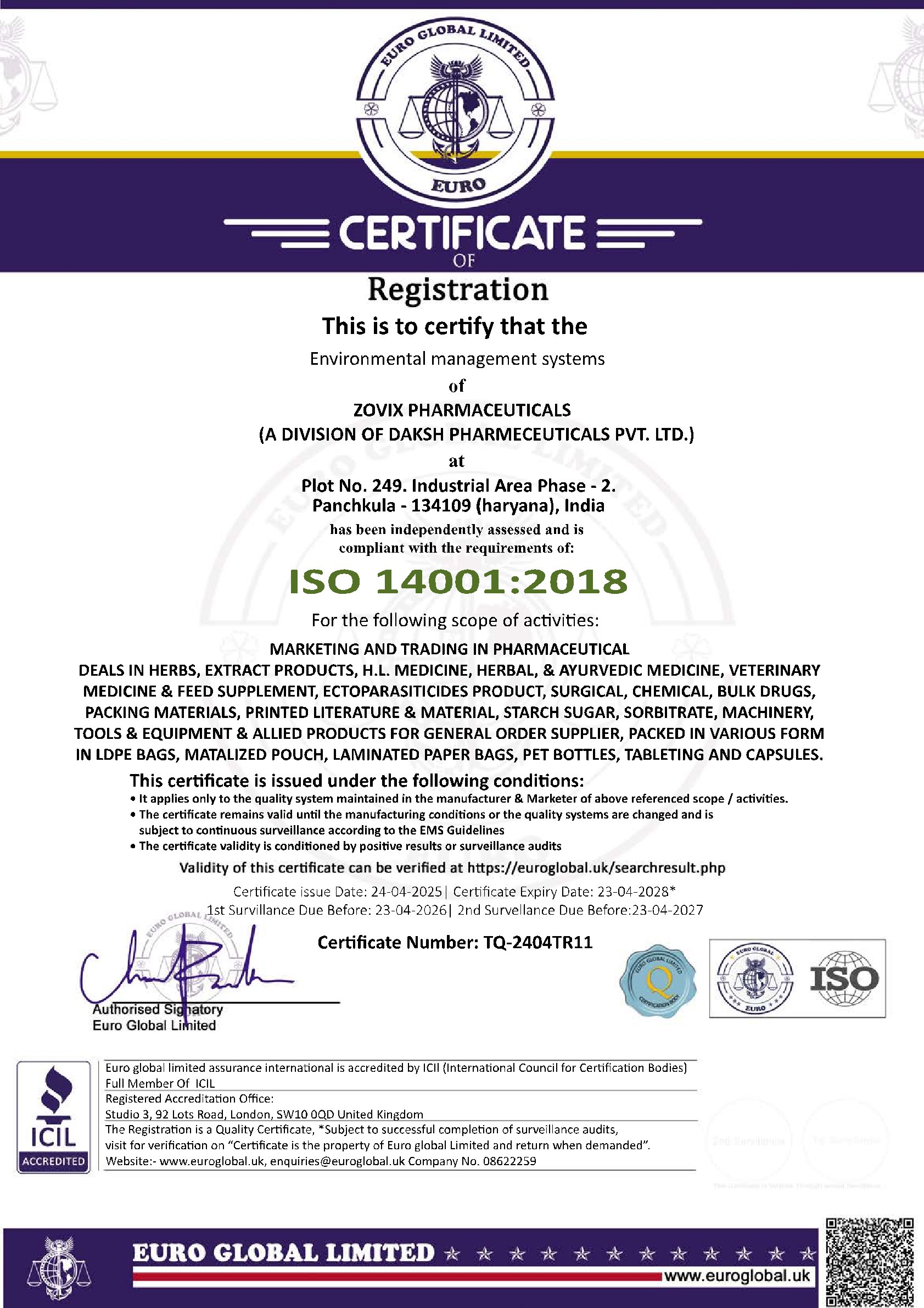 EMS EURO ZOVIX PHARMACEUTICALS, CERTIFIED VETERINARY COMPANY, ZOVIX, VETERINARY CERTIFICATIONS, PRODUCT ACCREDITIONS, ISO-GMP CERTIFIED, REGULATORY CERTIFICATIONS.